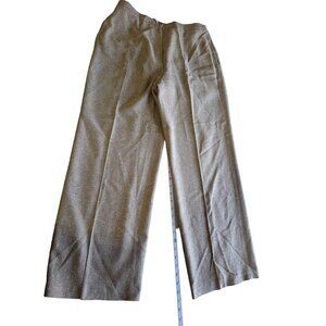 Diane Von Furstenberg Silk Pants L Brown Elastic Waist Wide Leg Corpcore Office